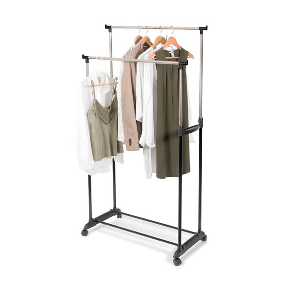 Pojízdný dvojitý stojan na oblečení s nastavitelnou výškou Compactor Cleano-image-1