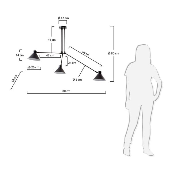 Černé stropní svítidlo 80x80 cm Dione – Kave Home-image-3