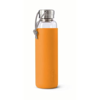 Skleněná láhev na vodu s oranžovým silikonovým obalem Black + Blum G-Bottle, 600 ml