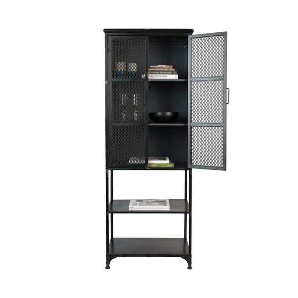 Černá kovová vitrína 60x161 cm Denver – Dutchbone-image-3