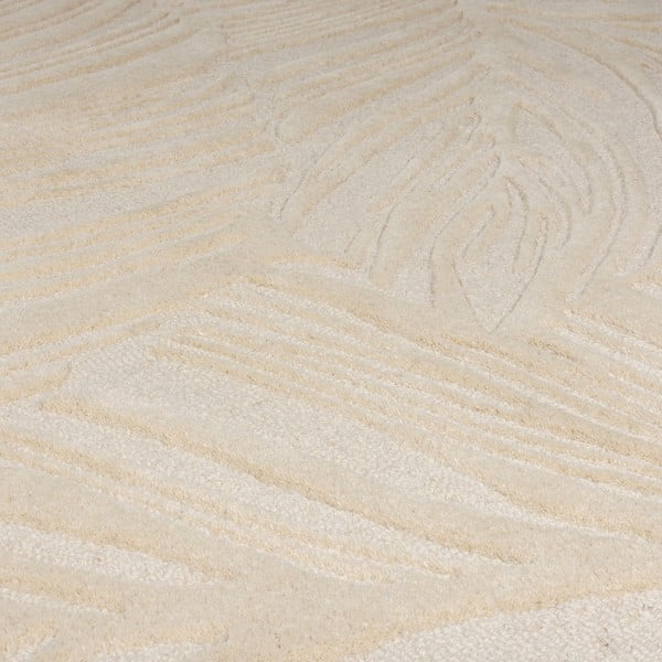 Béžový vlněný kulatý koberec ø 160 cm Leaf - Flair Rugs-image-2
