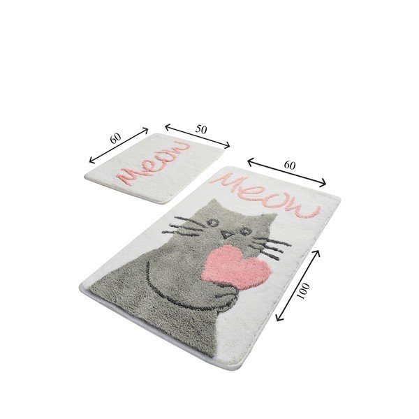 Bílo-šedé koupelnové předložky v sadě 2 ks 100x60 cm Kedicik – Foutastic-image-2
