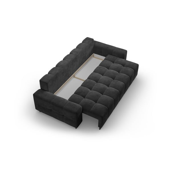 Tmavě šedá sametová rozkládací pohovka s úložným prostorem  250 cm Wicklow – Cosmopolitan Design-image-3