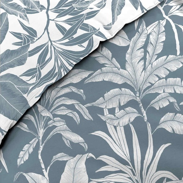 Bílé/modré bavlněné povlečení na dvoulůžko/prodloužené 240x220 cm Hera – douceur d'intérieur-image-3