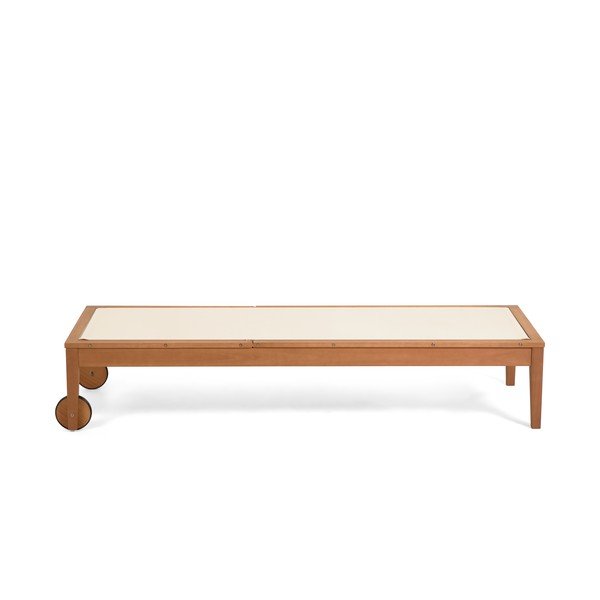 Béžové dřevěné polohovací zahradní lehátko Caterin – Kave Home-image-3
