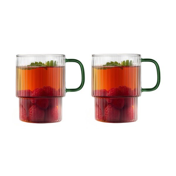 Zelené skleněné hrnky v sadě 2 ks na cappuccino 350 ml Livio – Vialli Design