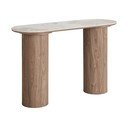 Béžový/v přírodní barvě konzolový stolek s deskou v dekoru mramoru 40x120 cm Athens – House Nordic