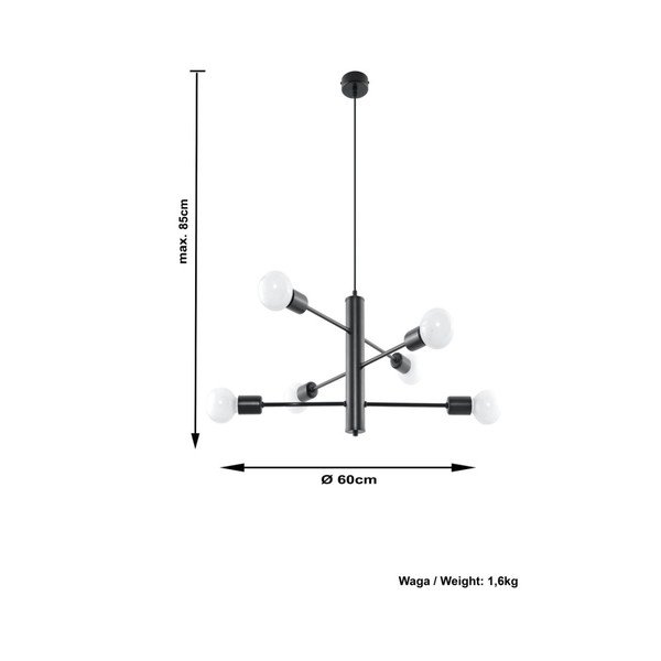 Černé zásvěsné svítidlo Sollux Donato 6-image-4