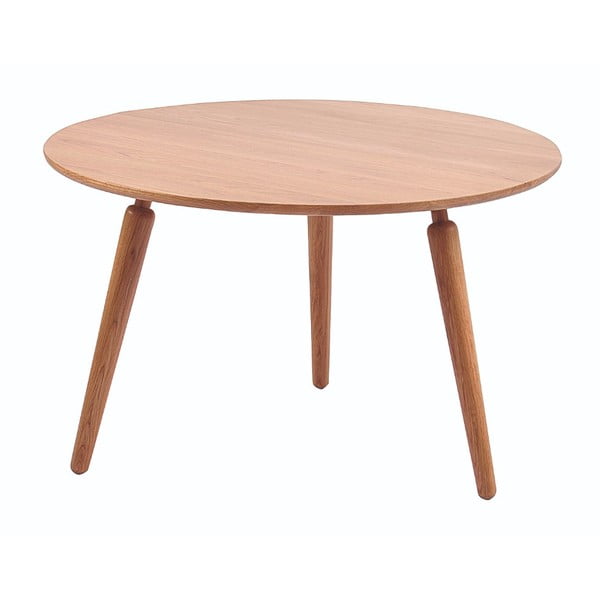 Přírodní konferenční stolek z dubového dřeva Folke Cappuccino, výška 50 cm x ∅ 80 cm