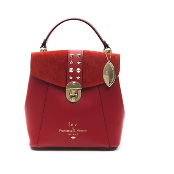 Červený kožený dámský batoh f.e.v. by Francesca E. Versace Rismo