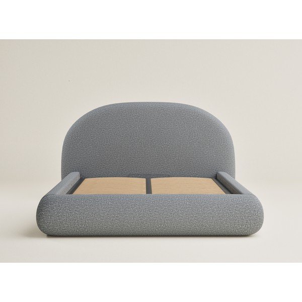 Šedá čalouněná dvoulůžková postel s úložným prostorem s roštem 160x200 cm Maumere – Maison de Rêve-image-2