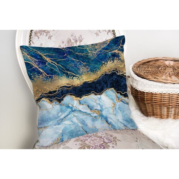 Povlak na polštář Minimalist Cushion Covers Marble With Blue, 45 x 45 cm-image-2