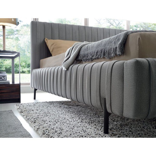 Šedá čalouněná dvoulůžková postel s úložným prostorem s roštem 160x200 cm Plissa – ELTAP-image-4