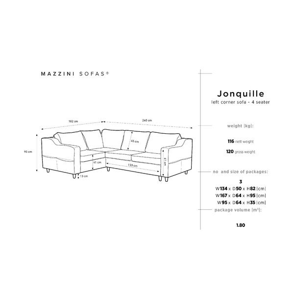 Tmavě hnědá rozkládací čtyřmístná pohovka Mazzini Sofas Jonquille, levý roh-image-3