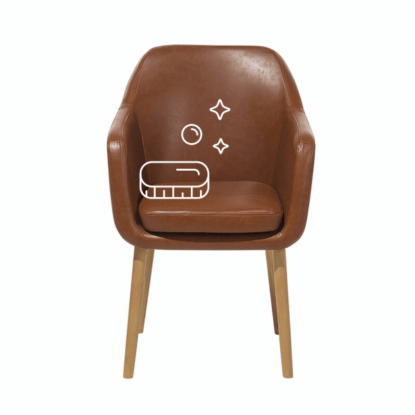 Mokré pěnové čištění a výživa židle s opěrkou a područkami s koženým čalouněním