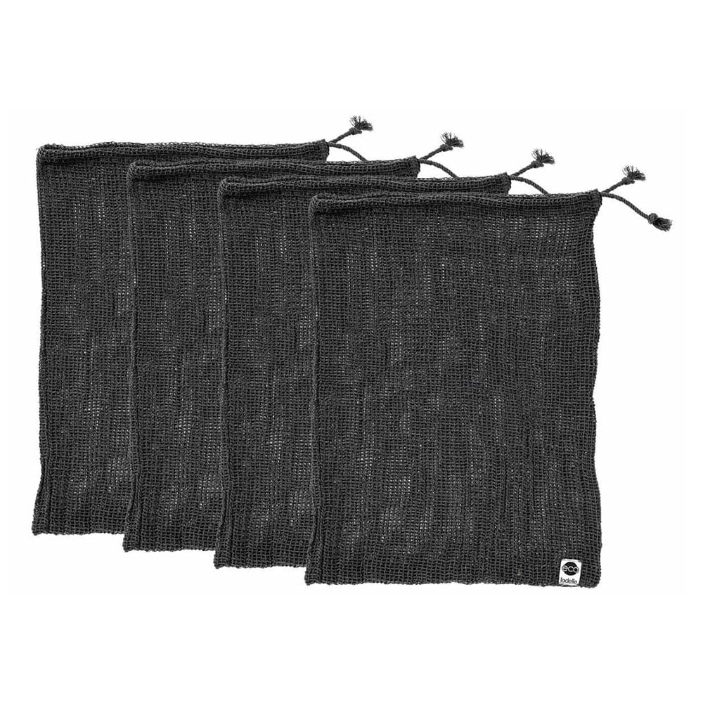 Sada 4 černých svačinových sáčků z recyklované bavlny Ladelle Eco, 30 x 40 cm