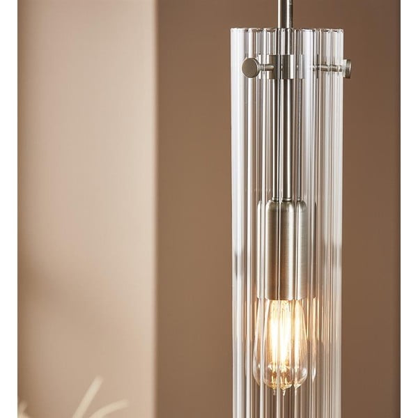 Závěsné svítidlo ve stříbrné barvě se skleněným stínidlem Tubo – Markslöjd-image-3