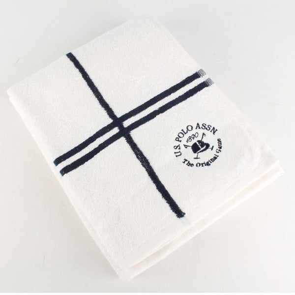 Osuška US Polo Bath Towel White and Navy, 70x140 cm