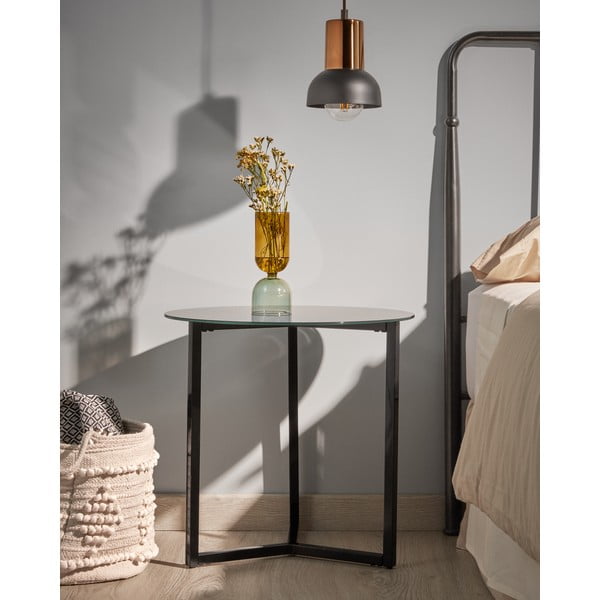 Černý odkládací stolek Kave Home Marae, ⌀ 50 cm-image-2