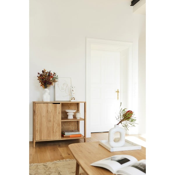 Skříňka z dubového dřeva v přírodní barvě 95x80 cm Twig – The Beds-image-4