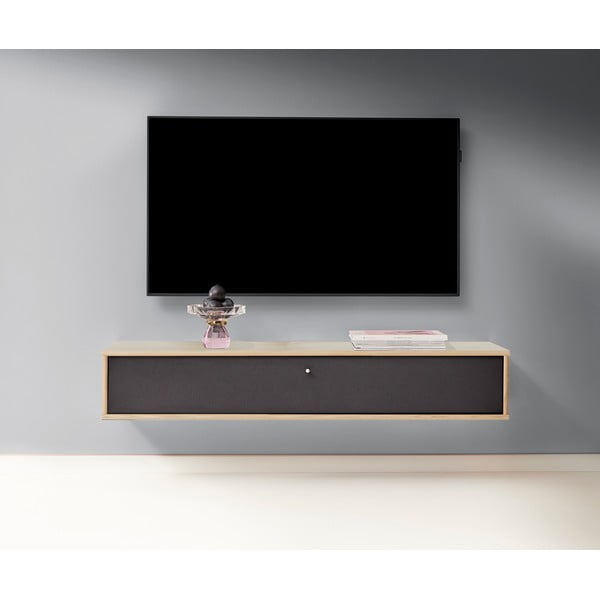 TV stolek v dekoru dubu v černo-přírodní barvě 133x22 cm Mistral – Hammel Furniture-image-1