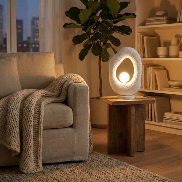 Bílá kovová stolní lampa (výška 50 cm) Lore – Opviq lights-image-1