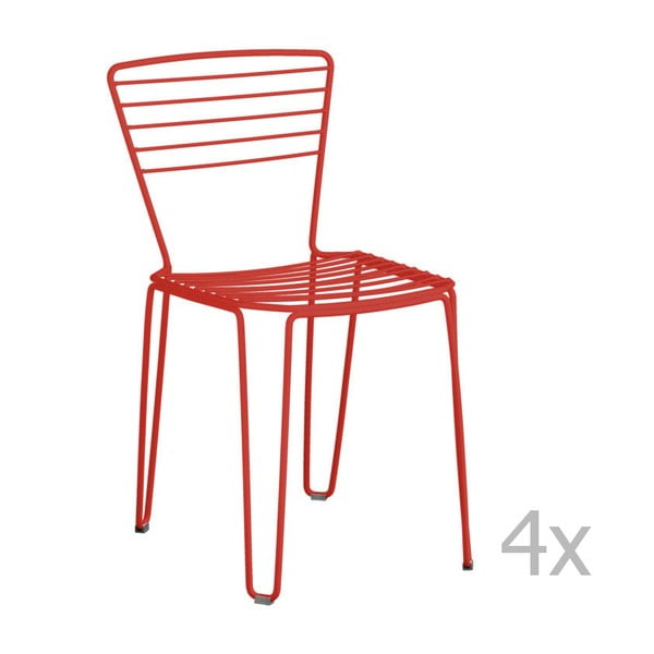 Sada 4 červených zahradních židlí Isimar Menorca