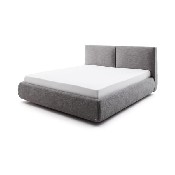 Tmavě šedá čalouněná dvoulůžková postel s úložným prostorem s roštem 180x200 cm Atesio – Meise Möbel
