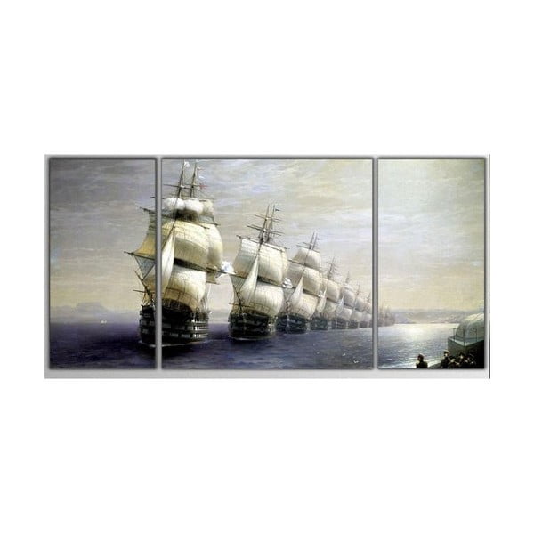 3dílný obraz Asymetric Boats, 80x40 cm