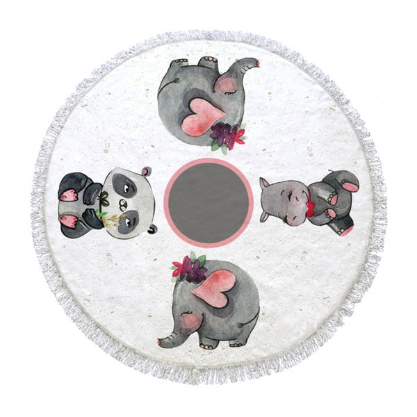 Kruhová osuška Love Elephant, ⌀ 105 cm