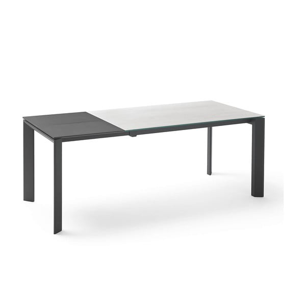 Šedo-černý rozkládací jídelní stůl sømcasa Lisa Snow, délka 140/200 cm