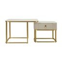Krémové/ve zlaté barvě konferenční stolky v sadě 2 ks v dekoru mramoru 50x70 cm Beauty – Mauro Ferretti