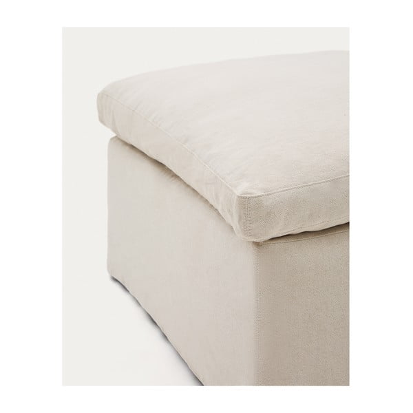 Béžová lněná podnožka Zenira – Kave Home-image-1