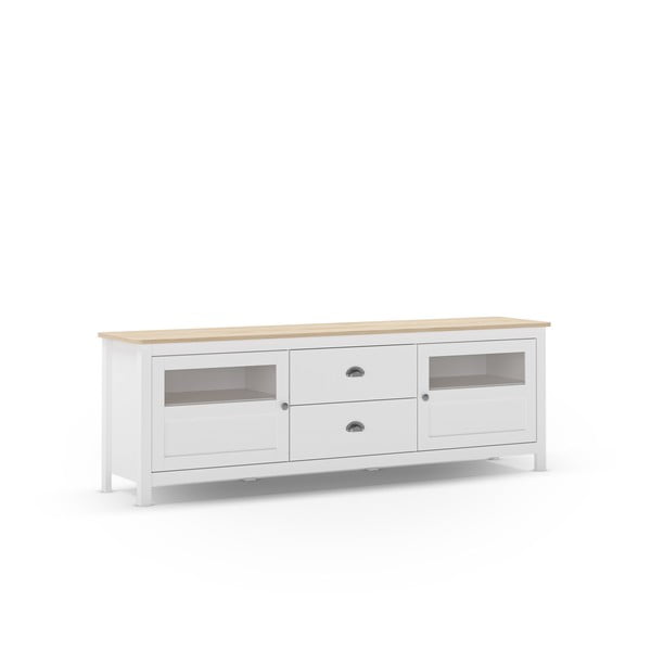 Bílý TV stolek z borovicového dřeva 180x59 cm Misti – Marckeric-image-4