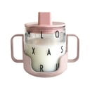 Růžový dětský hrnek Design Letters Grow With Your Cup