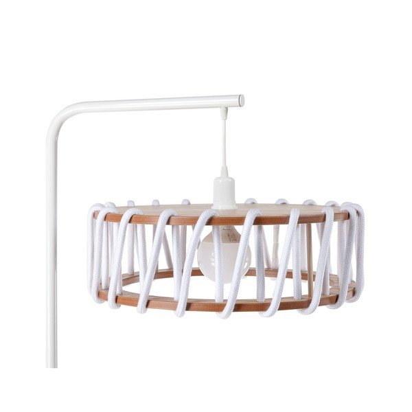 Stojací lampa s bílou konstrukcí a velkým bílým stínidlem EMKO Macaron-image-2