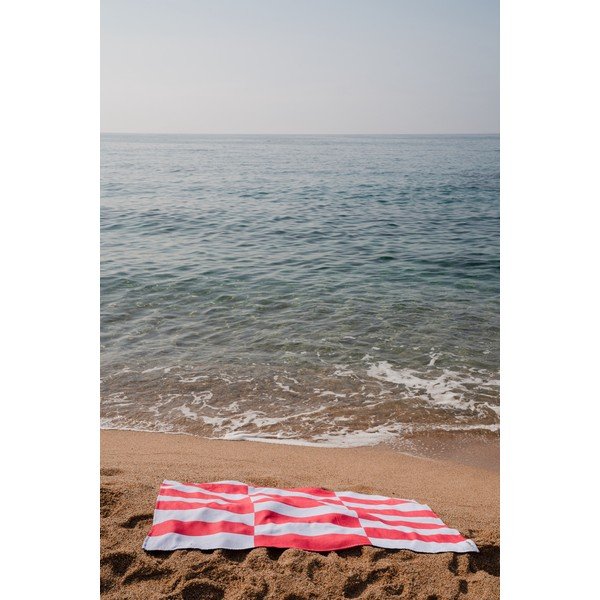 Červená/světle modrá bavlněná plážová osuška 100x160 cm Su – noo.ma-image-1