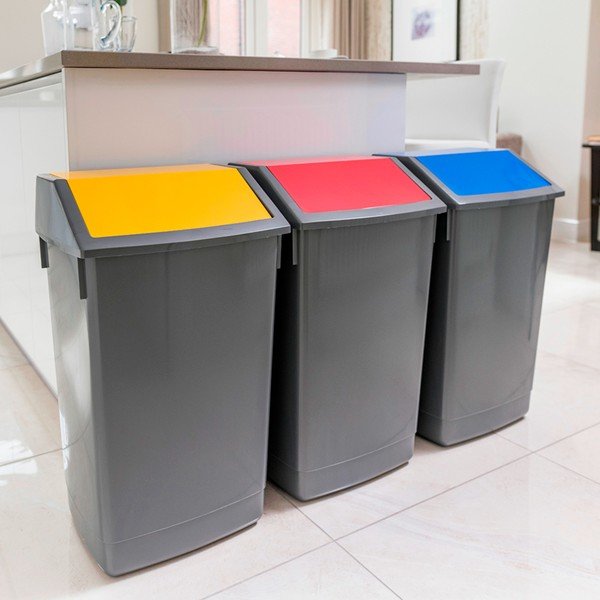 Sada 3 košů na tříděný odpad Addis Recycle, 60 l-image-1