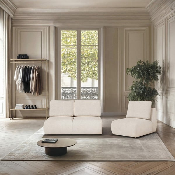 Krémové křeslo z textilie bouclé Mirel – Rodier-image-1