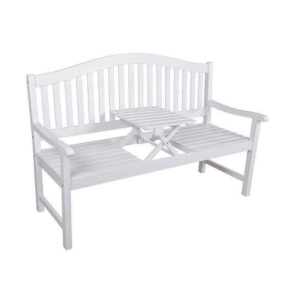 Bílá dřevěná zahradní lavice Singapore – Garden Pleasure-image-1