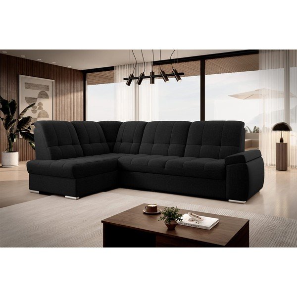 Černá rozkládací/s úložným prostorem rohová pohovka (levý roh/do L) Sado – ELTAP-image-4