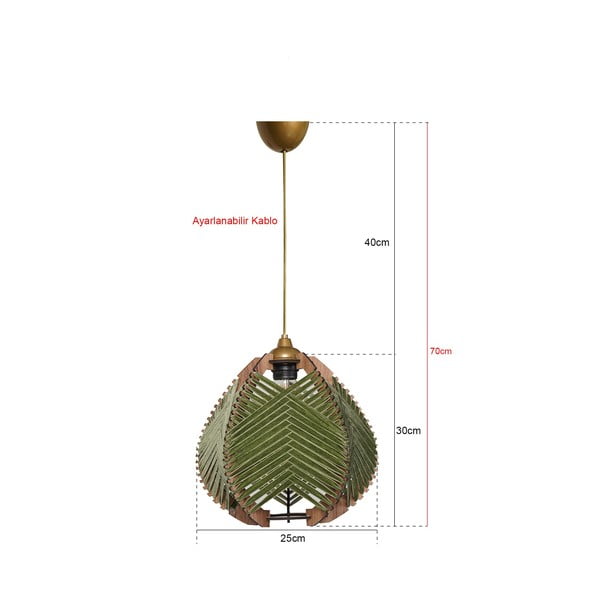 Tmavě zelené/v přírodní barvě závěsné svítidlo s textilním stínidlem ø 25 cm Yola – Opviq lights-image-2