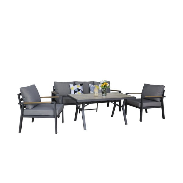 Tmavě šedý hliníkový zahradní lounge set pro 5 Sibiu – Rojaplast