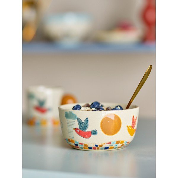 Krémová dětská miska z kameniny ø 12 cm Colorine – Bloomingville Mini-image-1