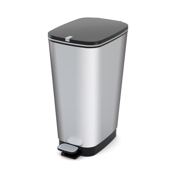 Nášlapný plastový odpadkový koš ve stříbrné barvě 45 l Chic Bin – KIS