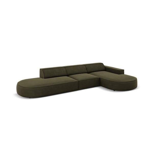 Zelená sametová rohová pohovka (pravý roh) Jodie - Micadoni Home-image-4