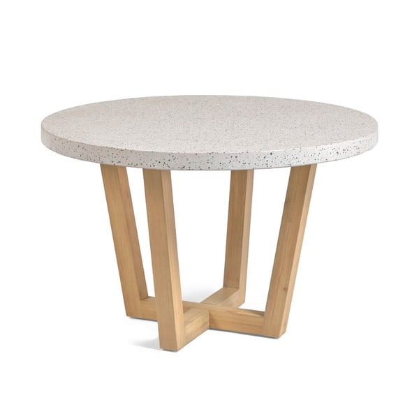 Bílý zahradní stůl s deskou z kamene Kave Home Shanelle, ø 120 cm