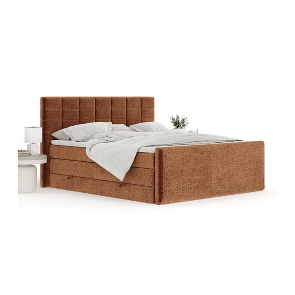 Oranžová boxspring postel s úložným prostorem 180x200 cm Ava – Maison de Rêve-image-2