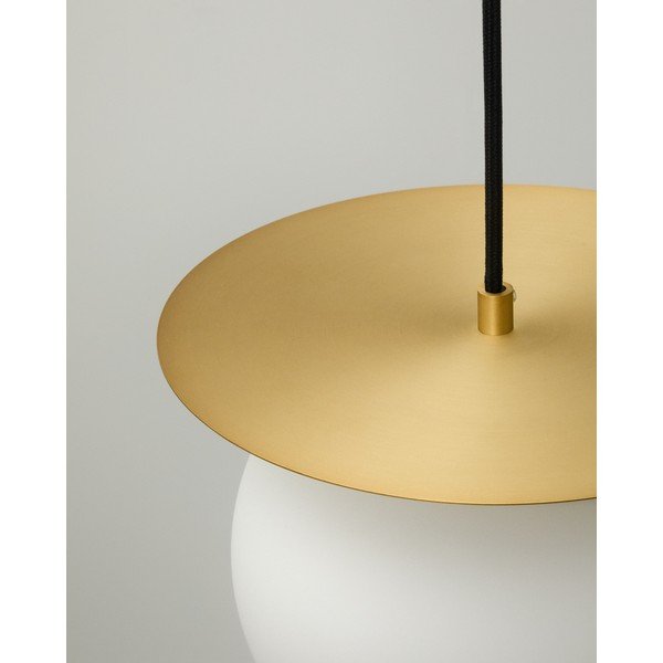 Bílé/ve zlaté barvě kovové závěsné svítidlo se skleněným stínidlem ø 25 cm Brisia – Kave Home-image-3