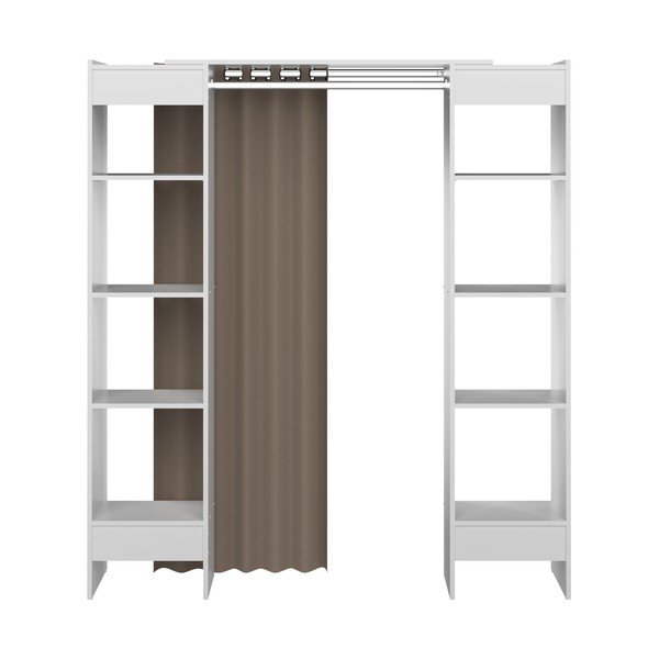 Otevřená šatní skříň ve světle hnědo-bílé barvě 185x182 cm Tom – TemaHome-image-3